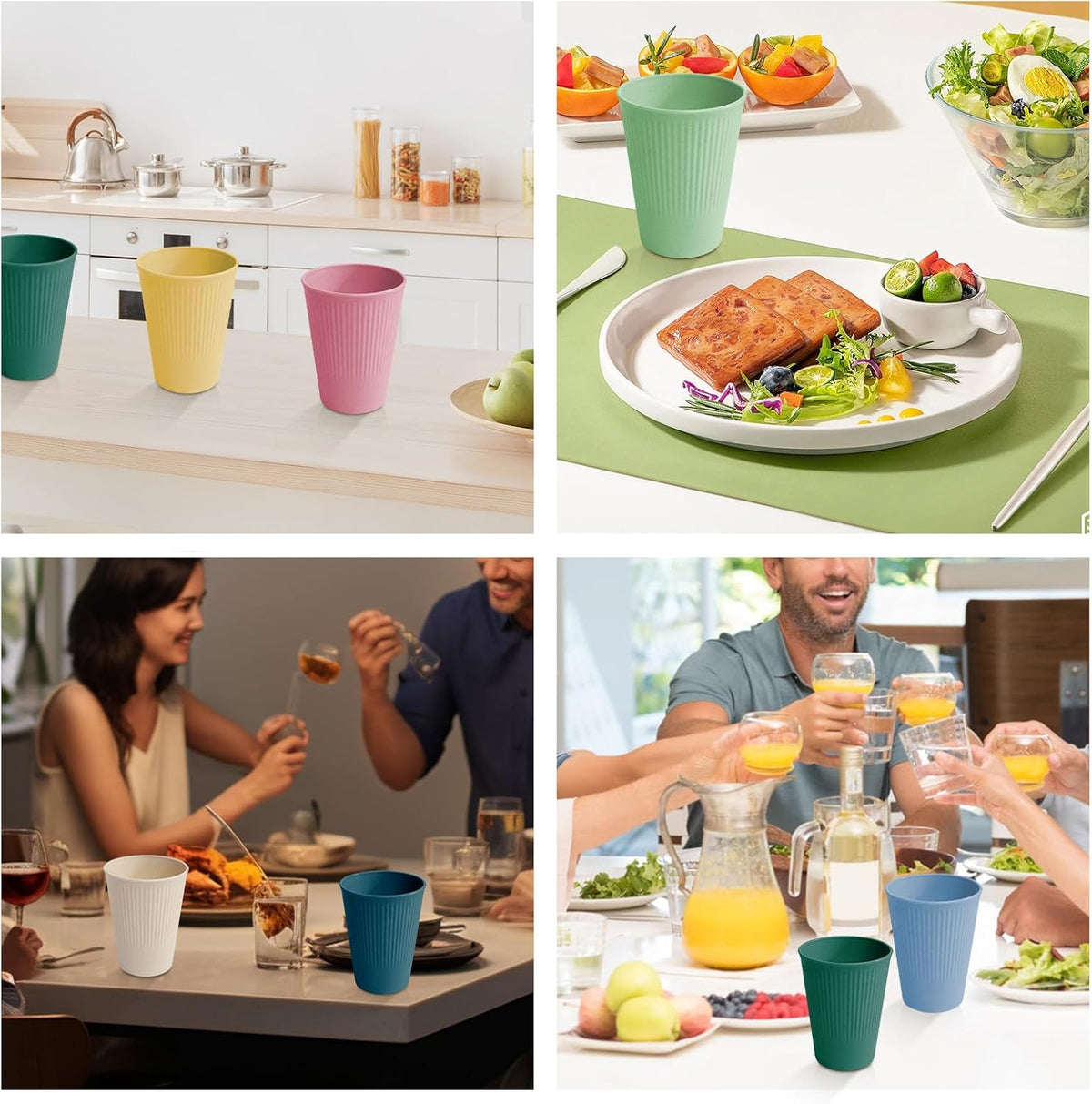 Set of 8 Colorful Plastic Cups – Reusable Drinking Cups for Coffee, Tea, Milk, and Picnics (8 Colors)