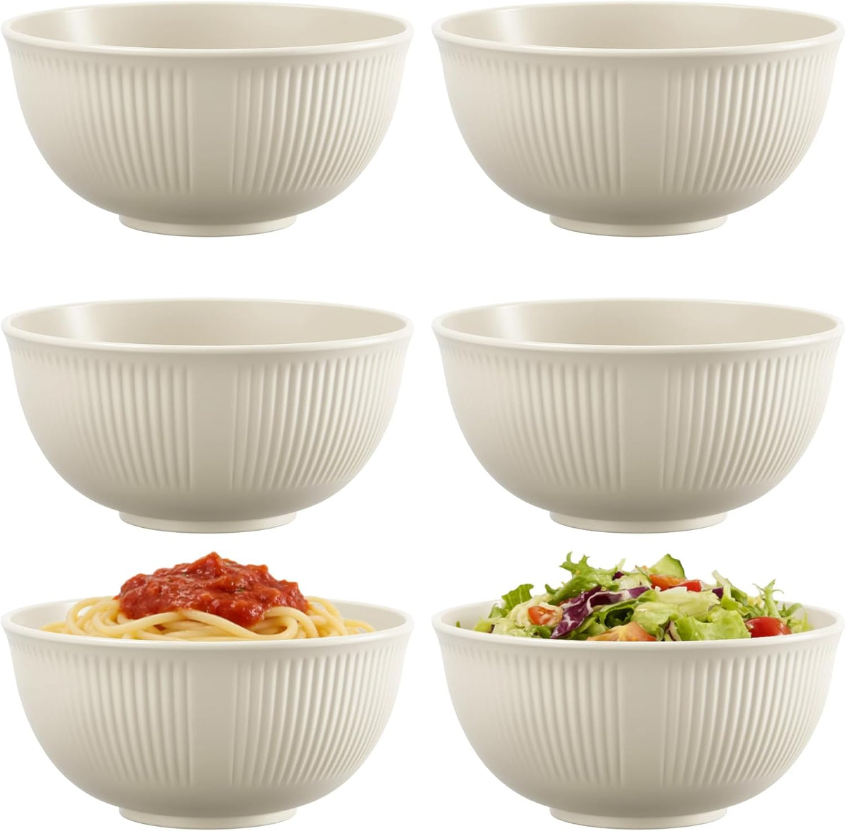 Set of 6 Plastic Cereal Bowls – Unbreakable, Lightweight Camping Bowls – Dishwasher & Microwave Safe, BPA-Free