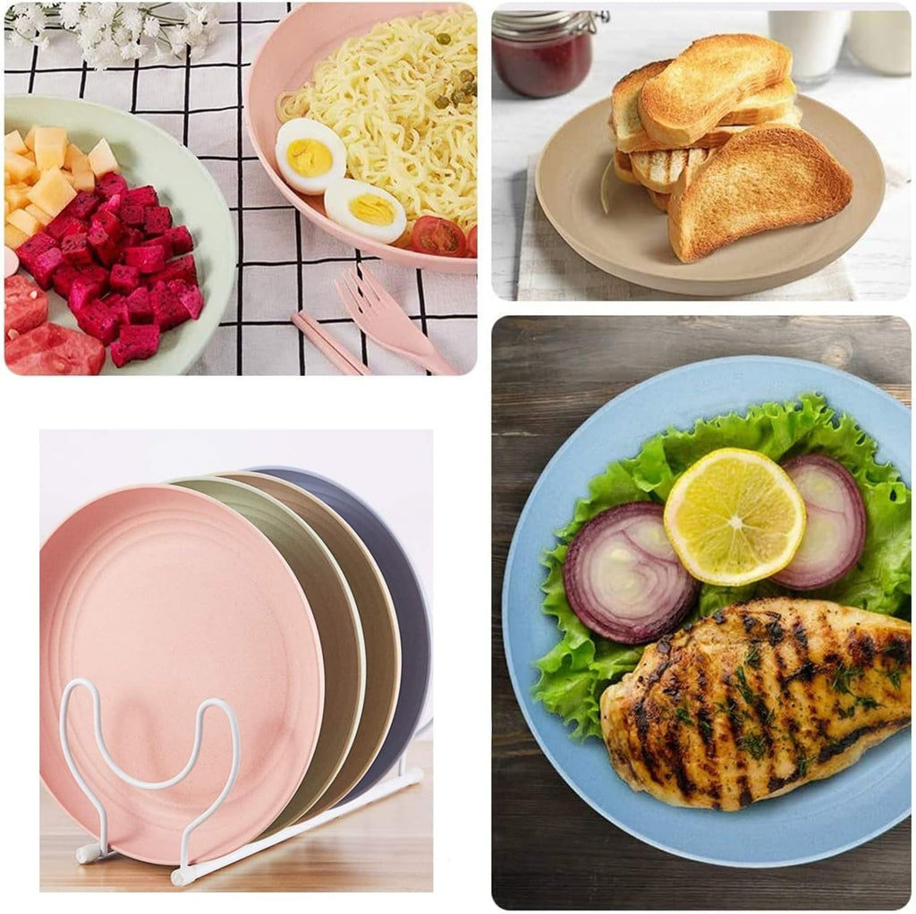 Set of 4 Lightweight Plastic Dinner Plates (23 cm) | Unbreakable, Reusable, Non-toxic