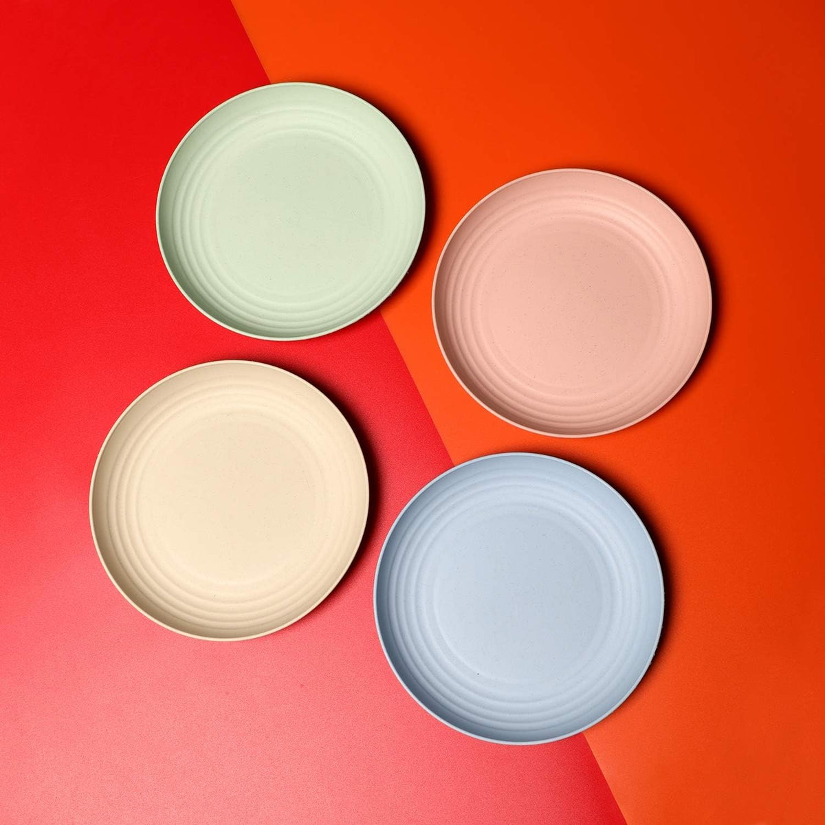 Set of 4 Lightweight Plastic Dinner Plates (23 cm) | Unbreakable, Reusable, Non-toxic