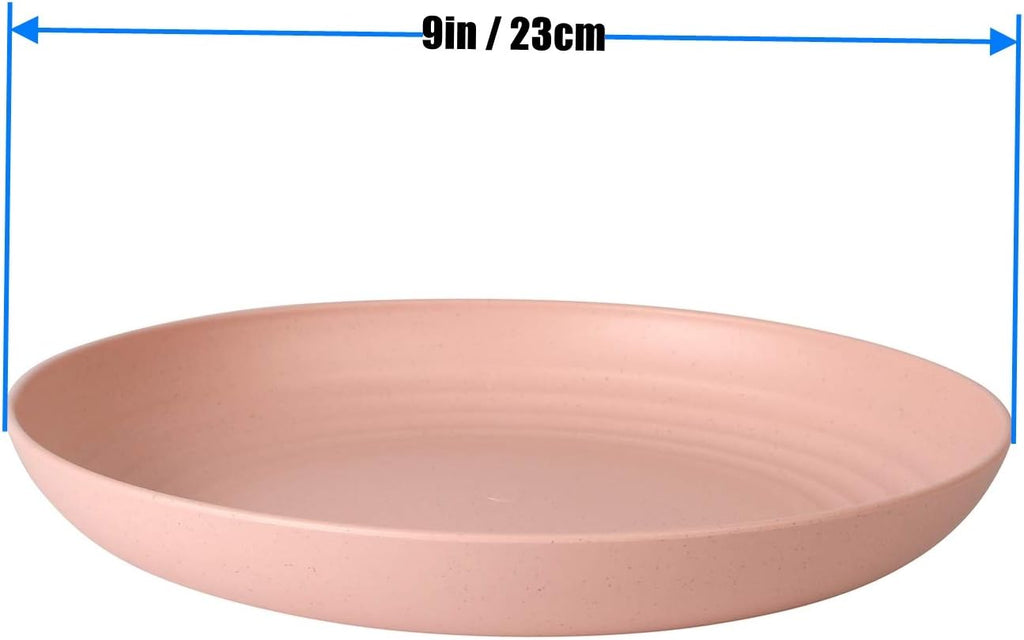 Set of 4 Lightweight Plastic Dinner Plates (23 cm) | Unbreakable, Reusable, Non-toxic